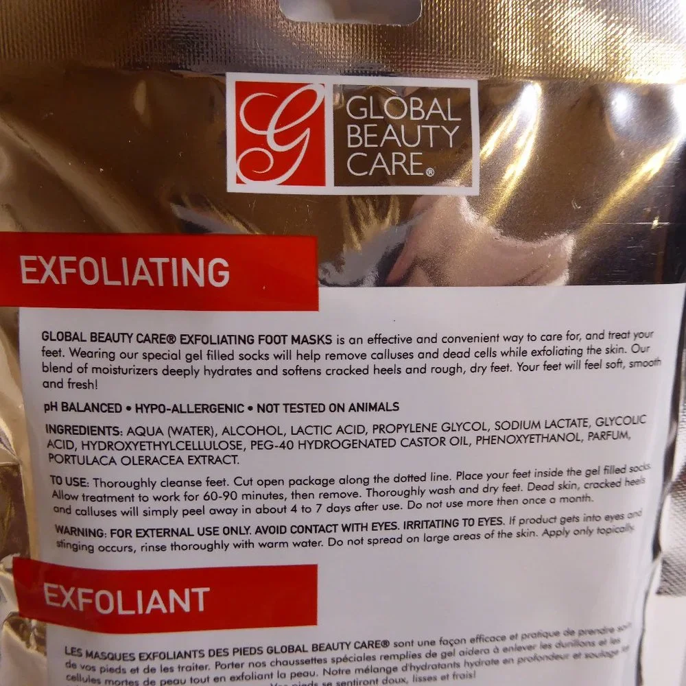 GLOBAL BEAUTY CARE SET; EXFOLIATING FOOT MASK, MOISTURIZING FOOT MASK, SEALED
